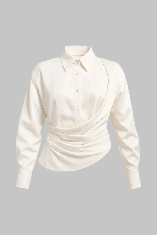 Button Pleated Long-Sleeve Shirt sold by Micas