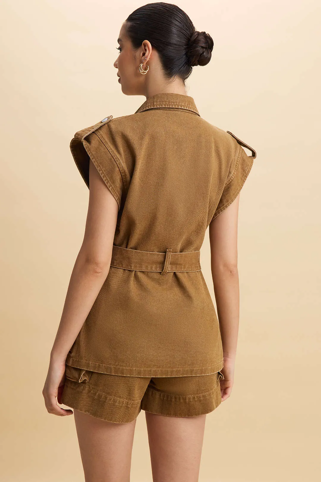 Denim Belted V-Neck Vest sold by Micas product image thumbnail 3