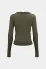 Asymmetrical Neck Ruched Long-Sleeve Top sold by Micas