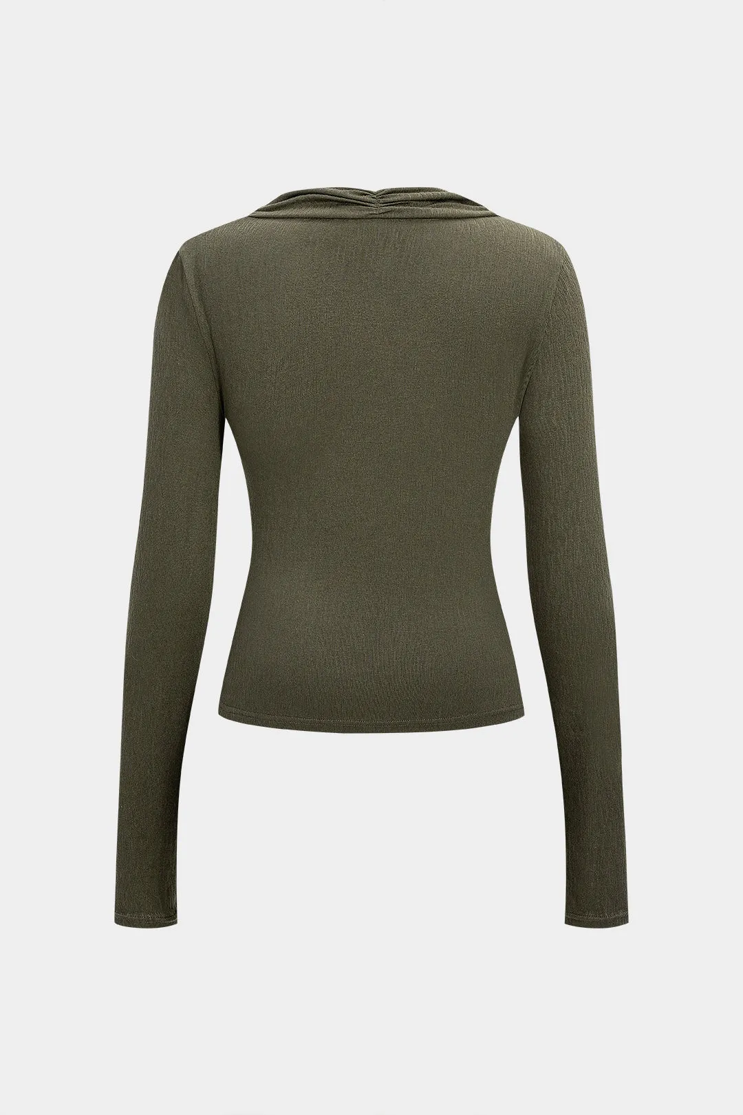 Asymmetrical Neck Ruched Long-Sleeve Top sold by Micas product image thumbnail 2