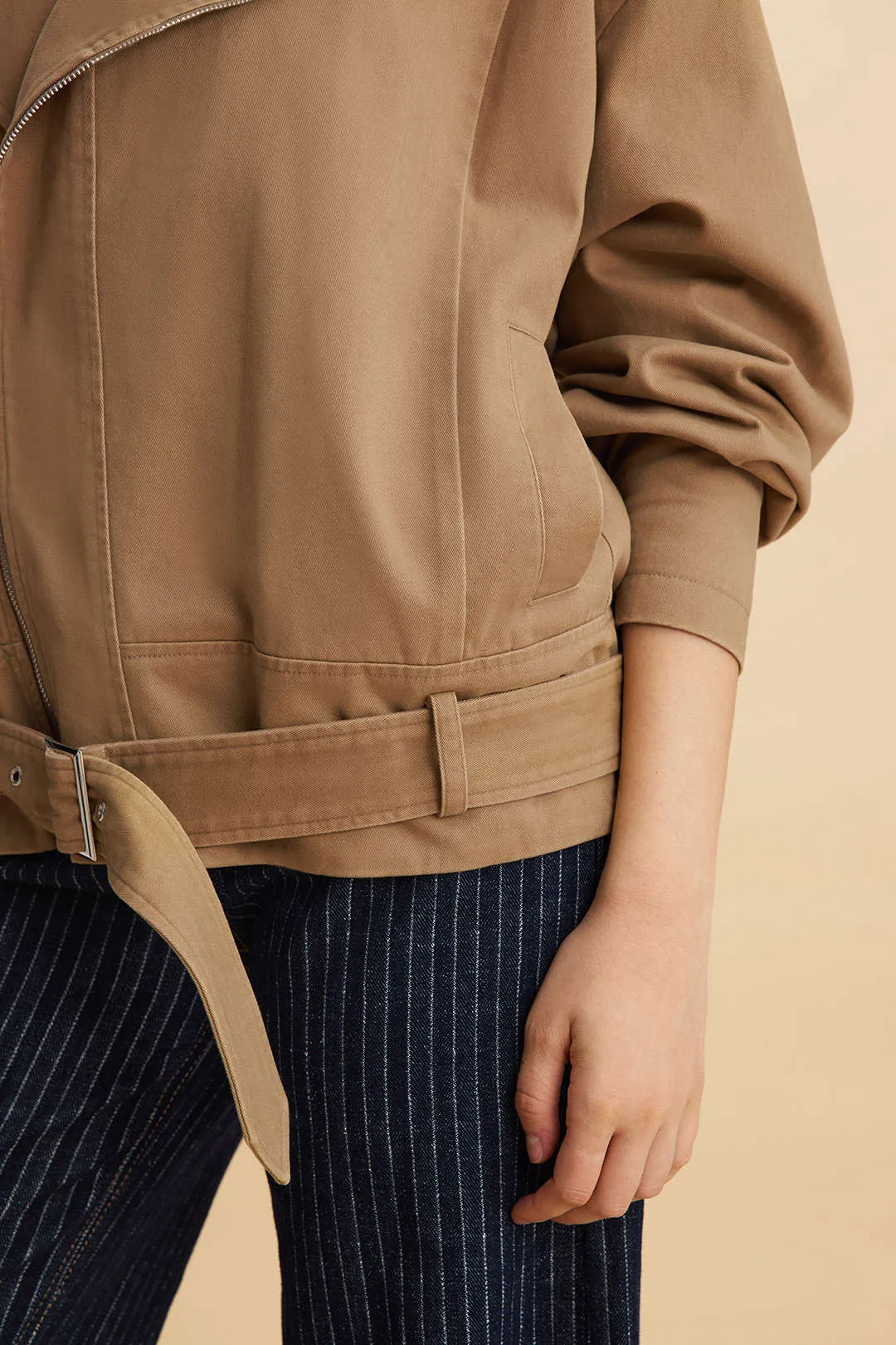 Zipper Asymmetrical Belted Jacket sold by Micas product image thumbnail 4