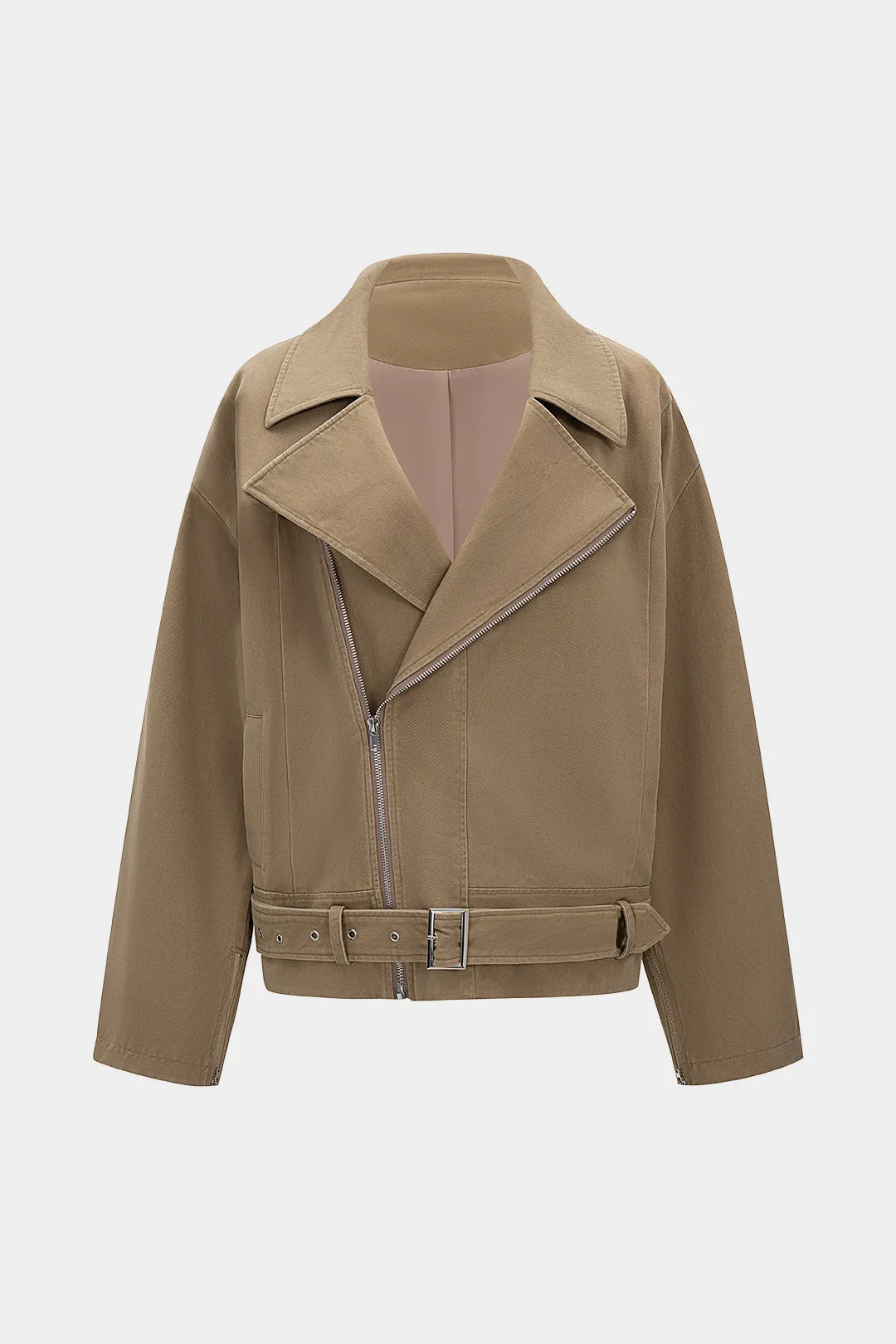 Zipper Asymmetrical Belted Jacket sold by Micas product image thumbnail 5