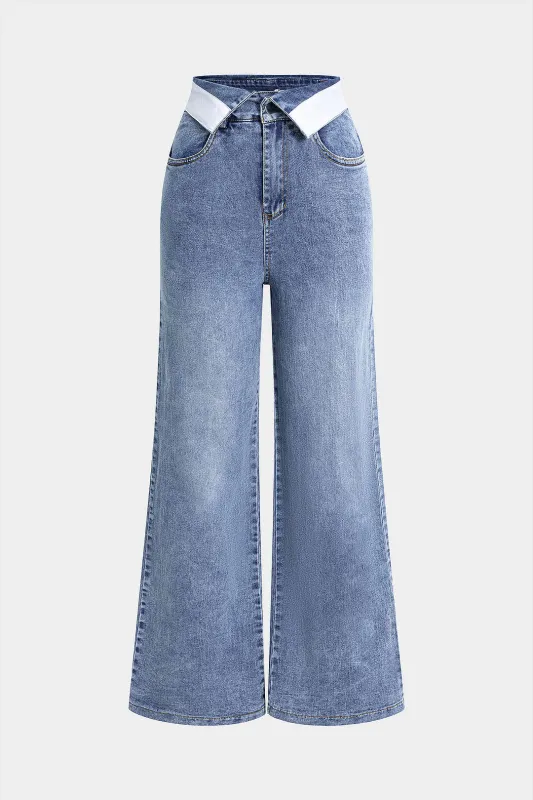 Denim Washed High Waist Jeans sold by Micas