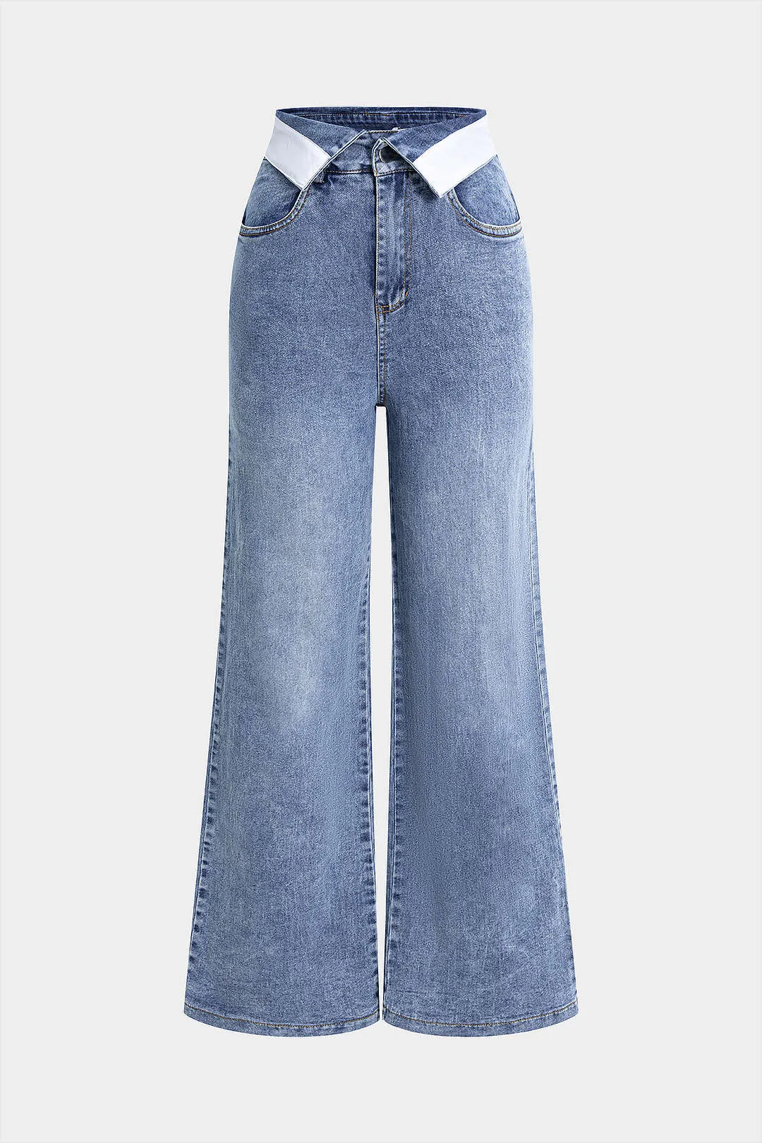 Denim Washed High Waist Jeans sold by Micas