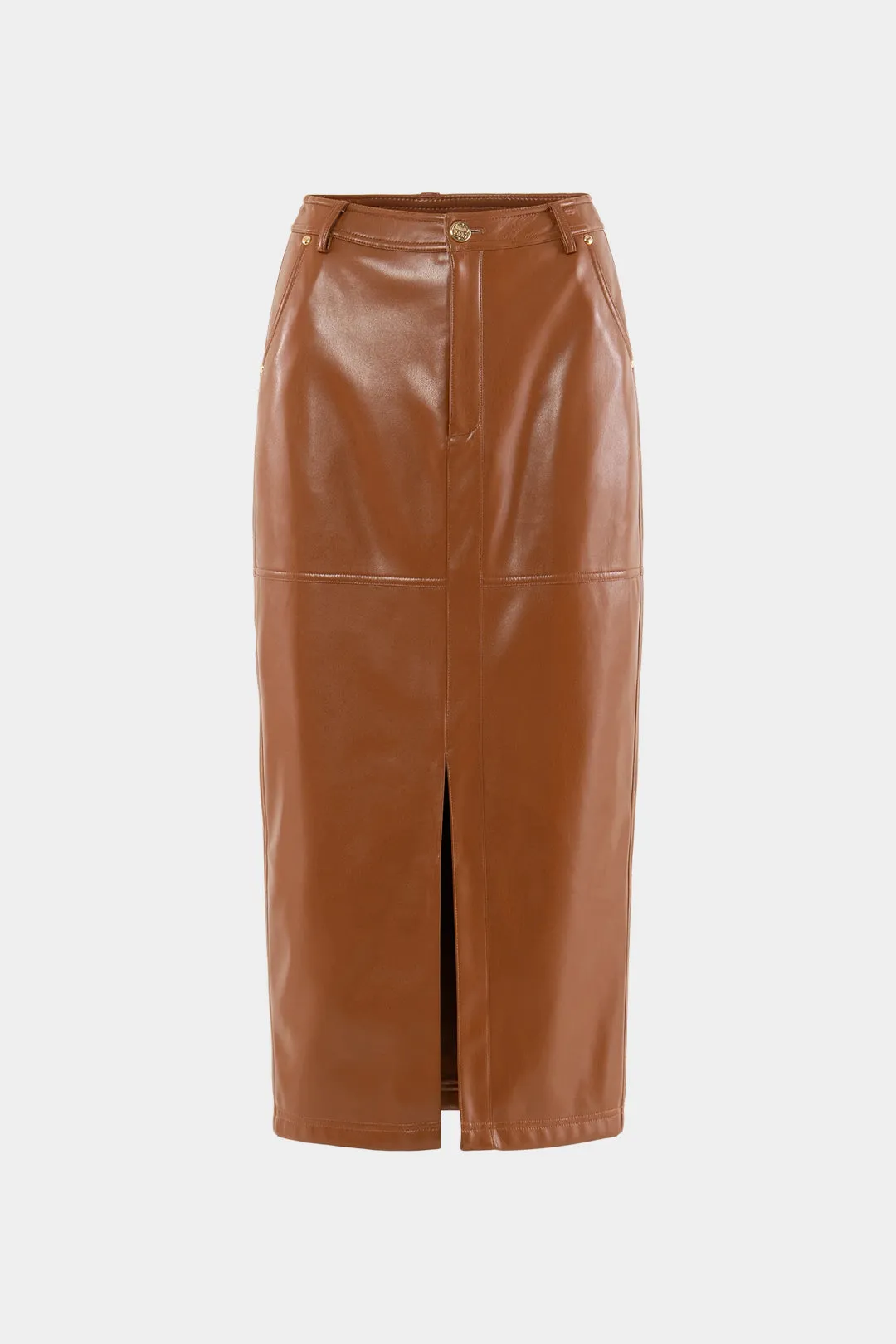 Faux Leather High Split Skirt sold by Micas