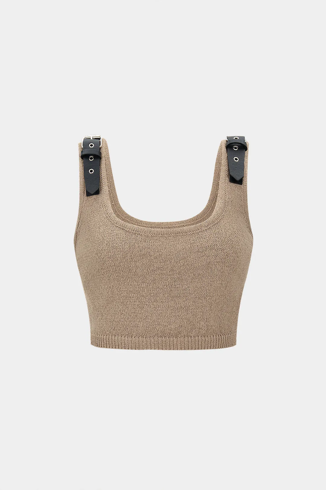 Knit Leather Decor Tank Top sold by Micas