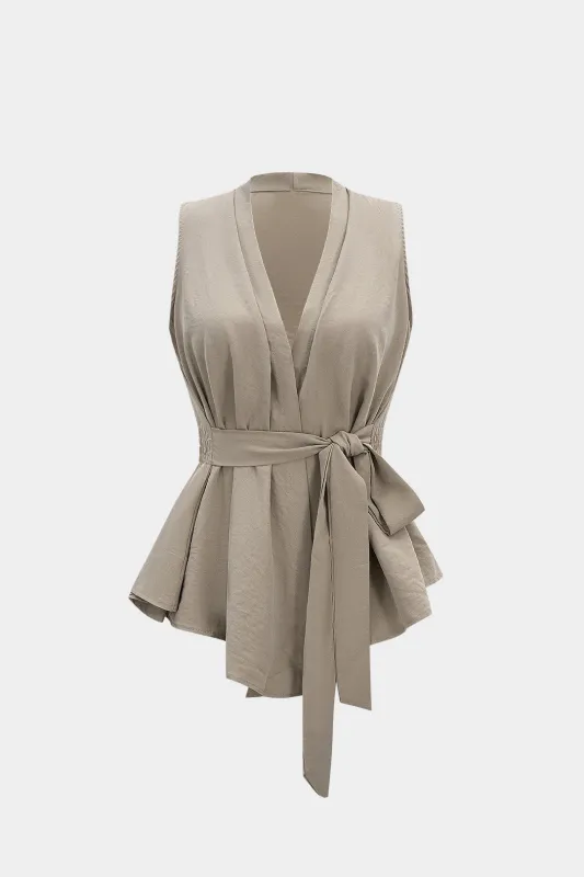 Tie-Up Ruched Smocked Tank Top sold by Micas