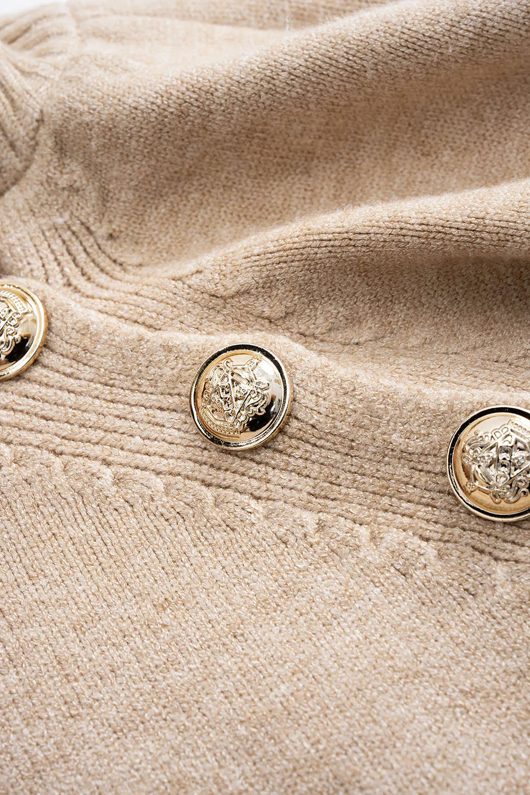 Knit Asymmetrical Button Tie-Up Long Sleeve Dress sold by Micas product image thumbnail 3