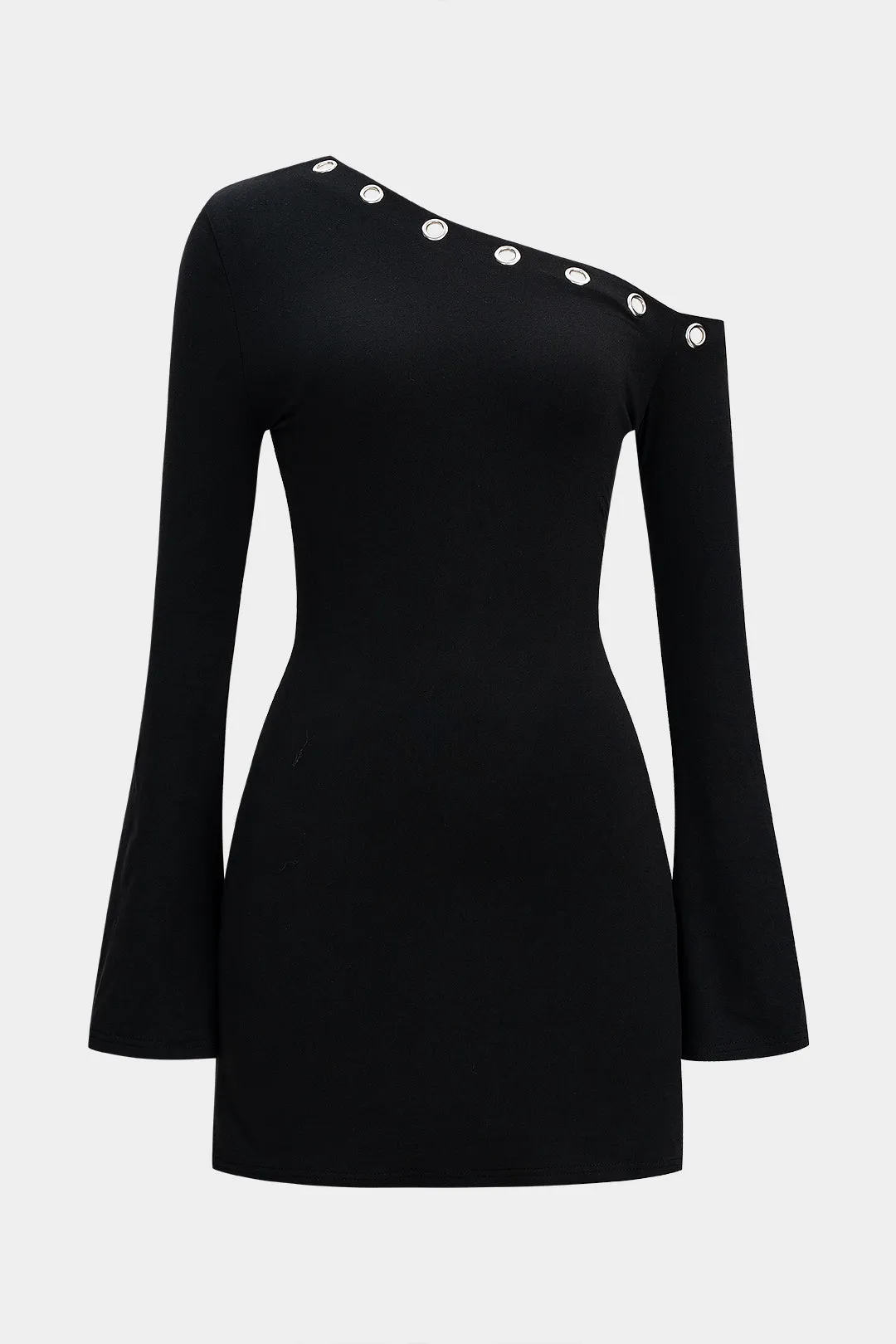 Asymmetrical Neck Cut Out Long Sleeve Mini Dress sold by Micas product image thumbnail 2