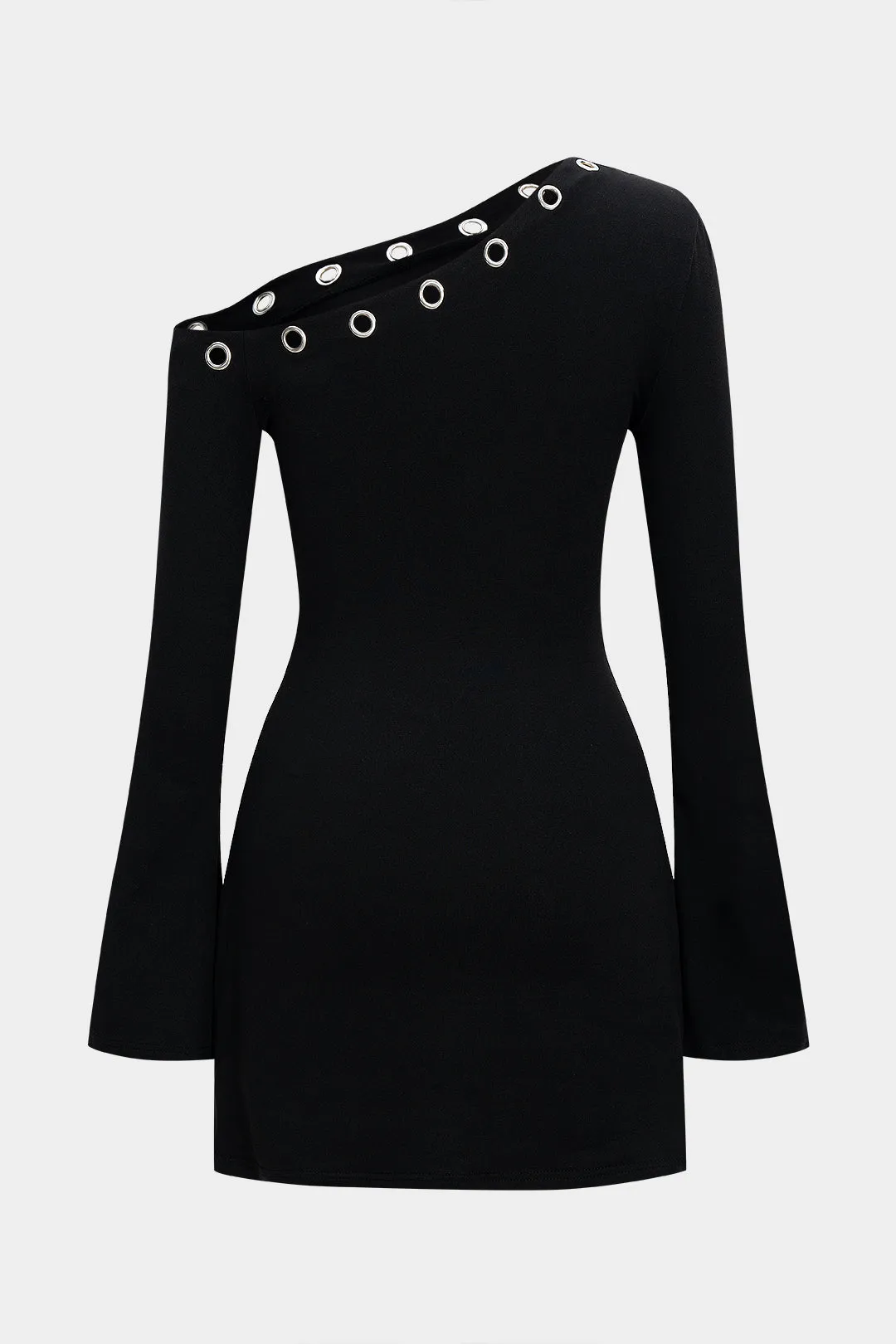 Asymmetrical Neck Cut Out Long Sleeve Mini Dress sold by Micas product image thumbnail 3