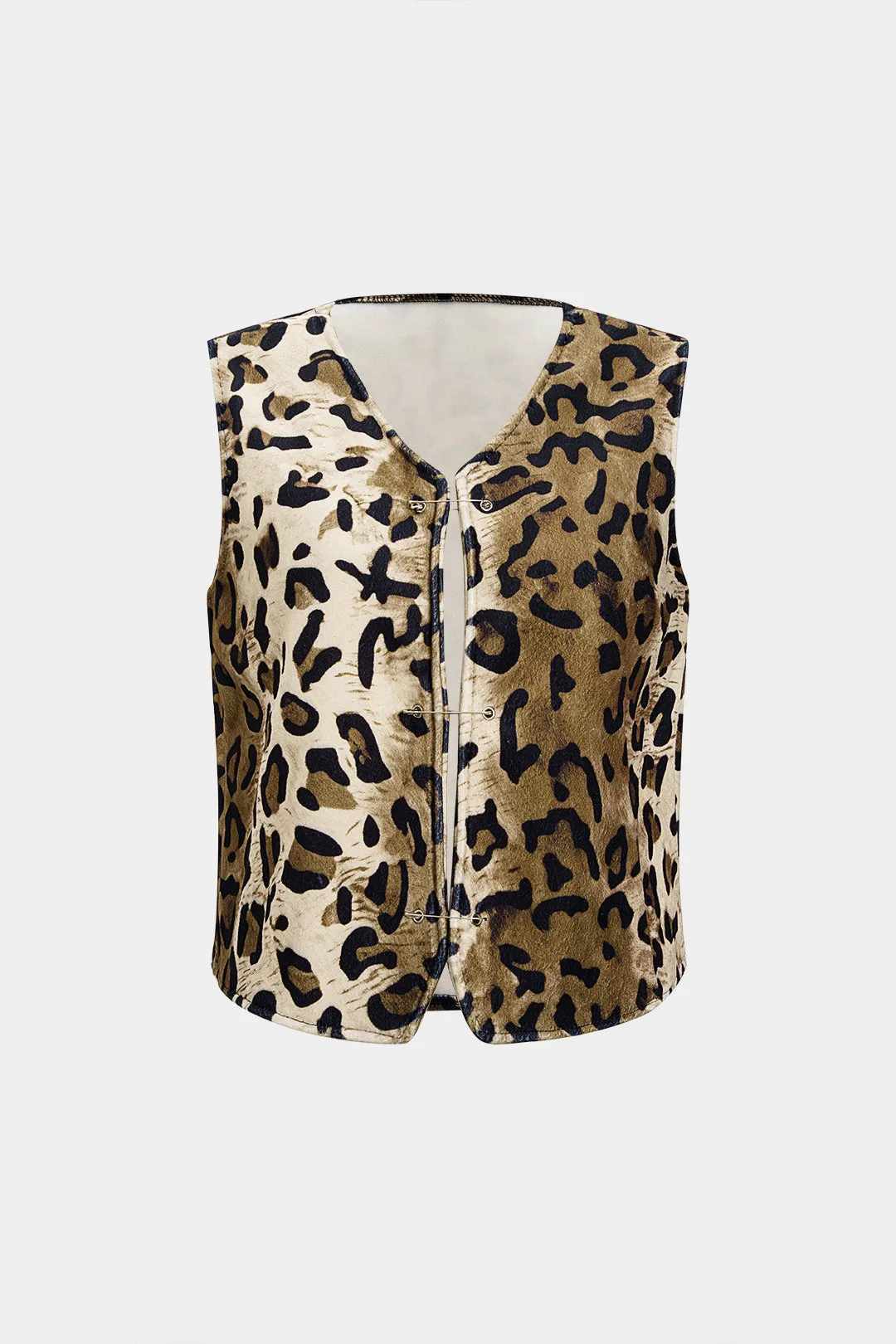 Woolen Leopard Print Hollow Out Vest sold by Micas product image thumbnail 2