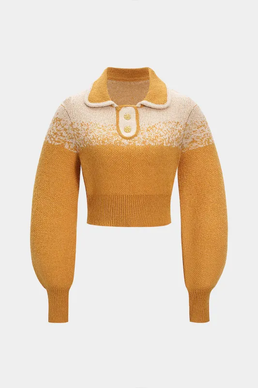 Knit Contrast Long-Sleeve Top sold by Micas