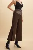 Faux Leather Patchwork Zipper Pocket Trousers sold by Micas