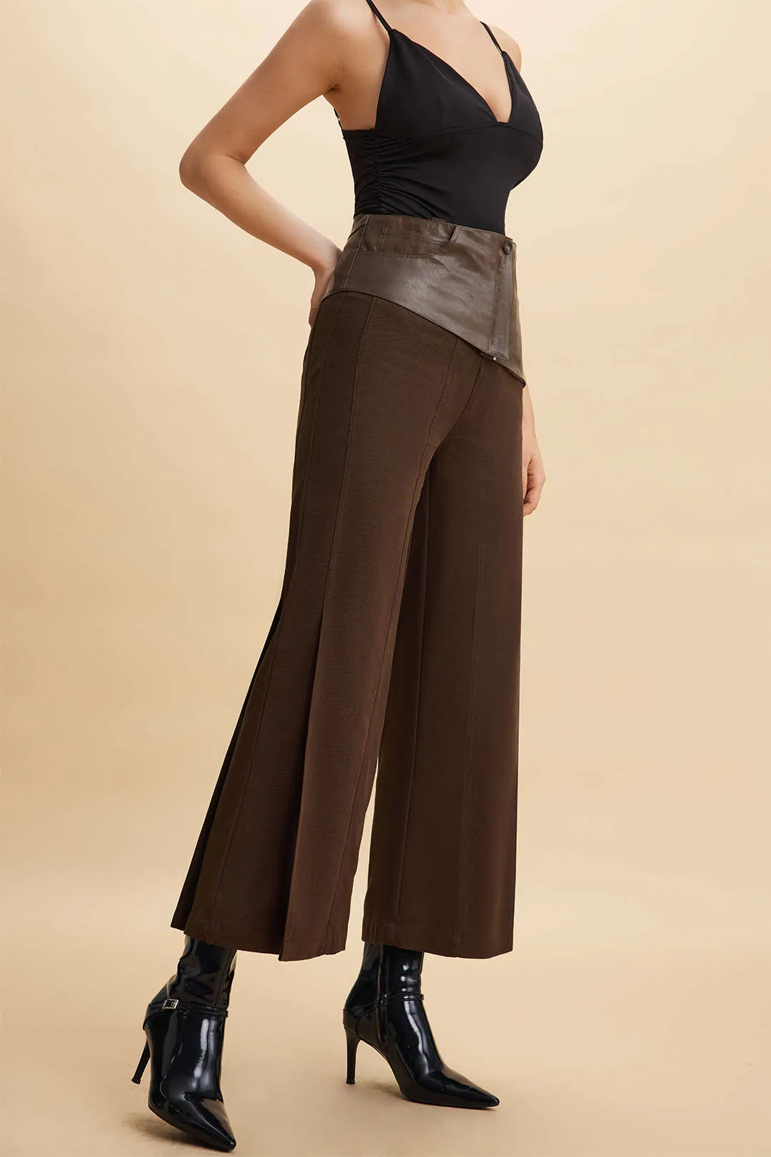 Faux Leather Patchwork Zipper Pocket Trousers sold by Micas product image thumbnail 5