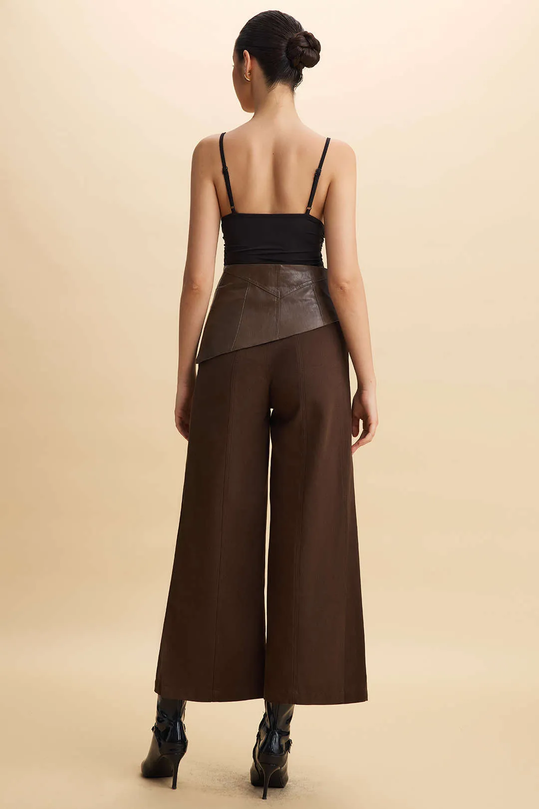 Faux Leather Patchwork Zipper Pocket Trousers sold by Micas product image thumbnail 2