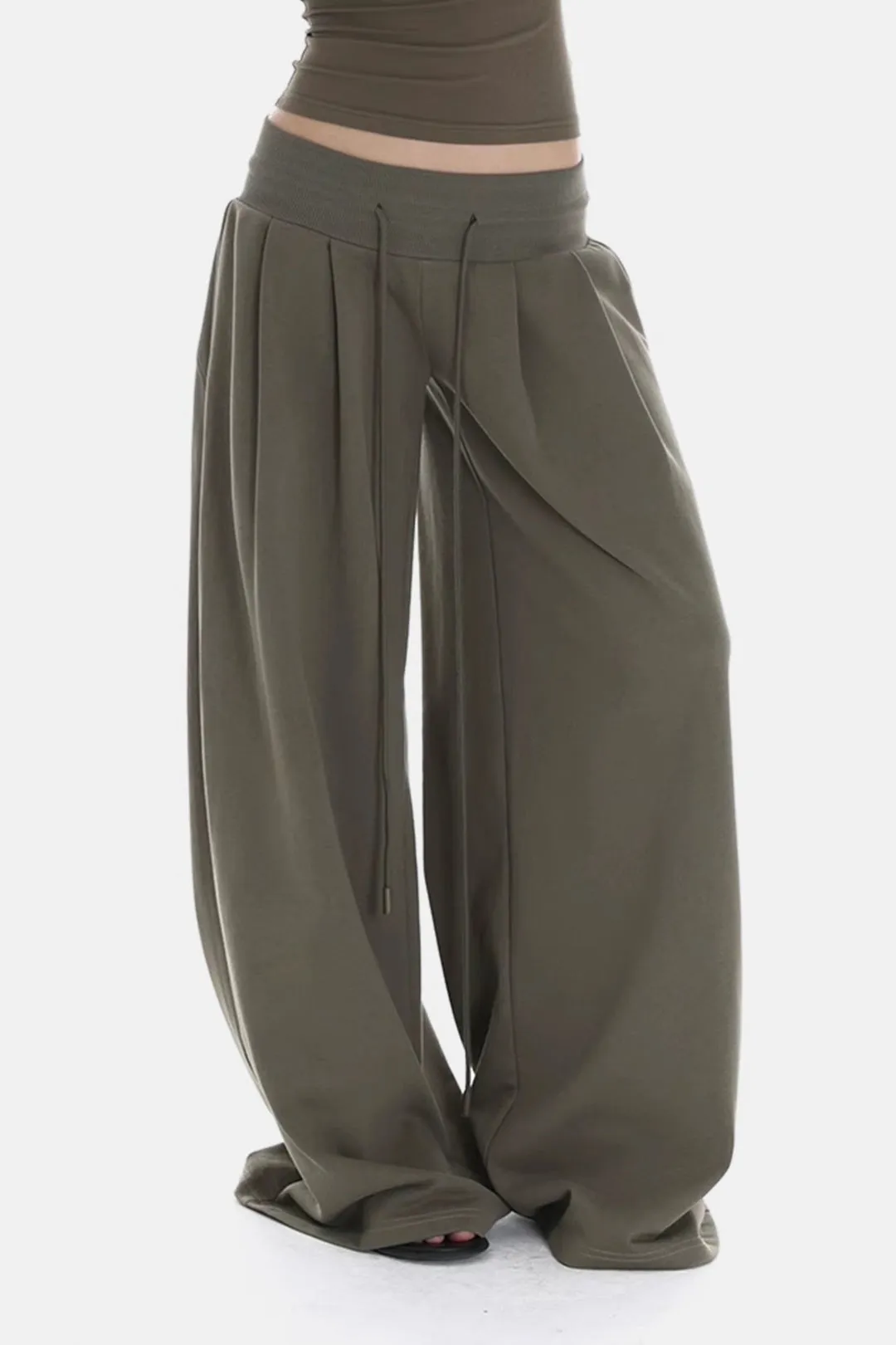 Pleated Tie-Up Wide Leg Trousers sold by Micas