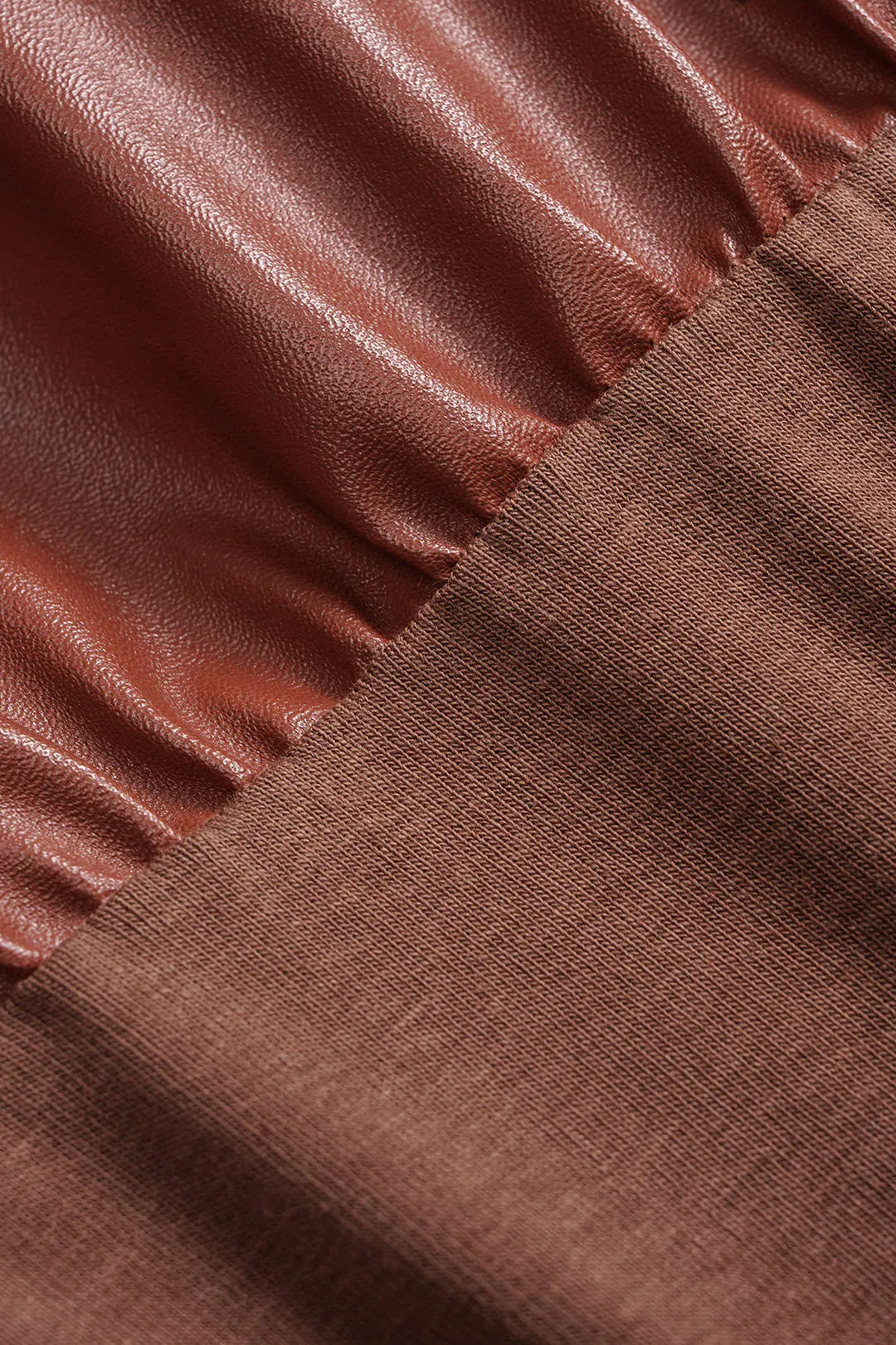 Faux Leather Pleated Patchwork Sleeveless Belted Bodysuit sold by Micas product image thumbnail 4
