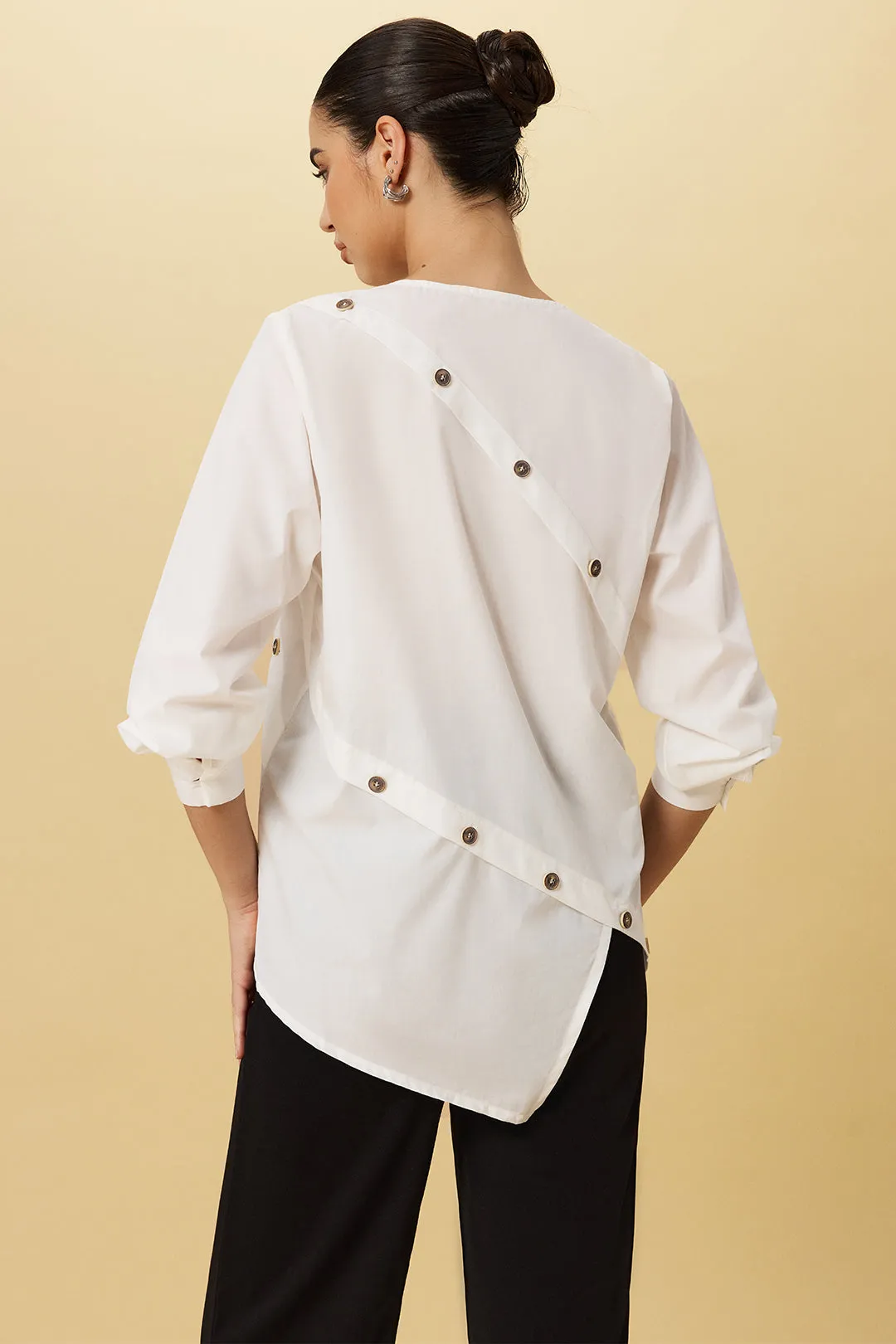 Asymmetrical Button Long-Sleeve Shirt sold by Micas product image thumbnail 2