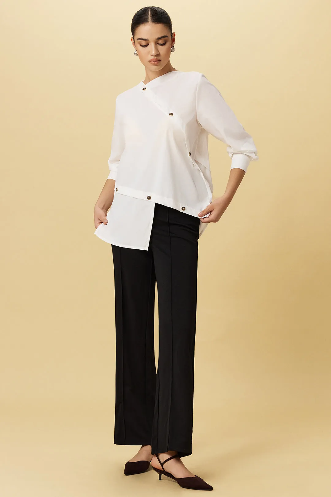Asymmetrical Button Long-Sleeve Shirt sold by Micas product image thumbnail 3