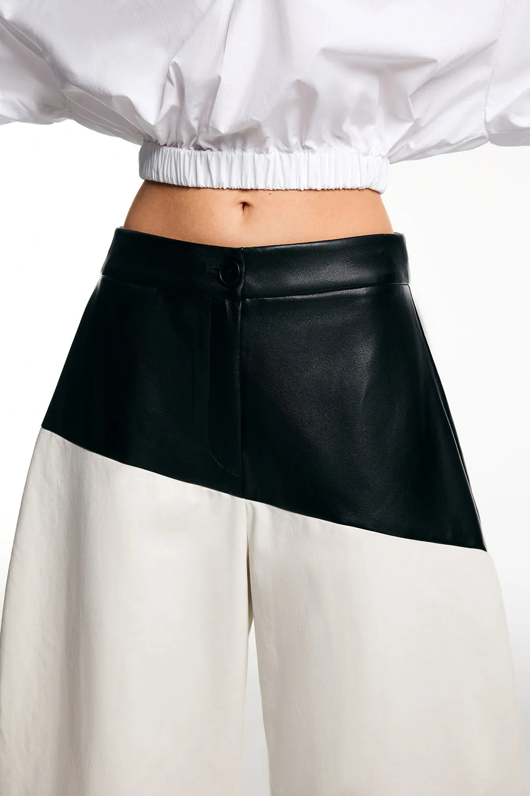 Faux Leather Patchwork Barrel Trousers sold by Micas product image thumbnail 4