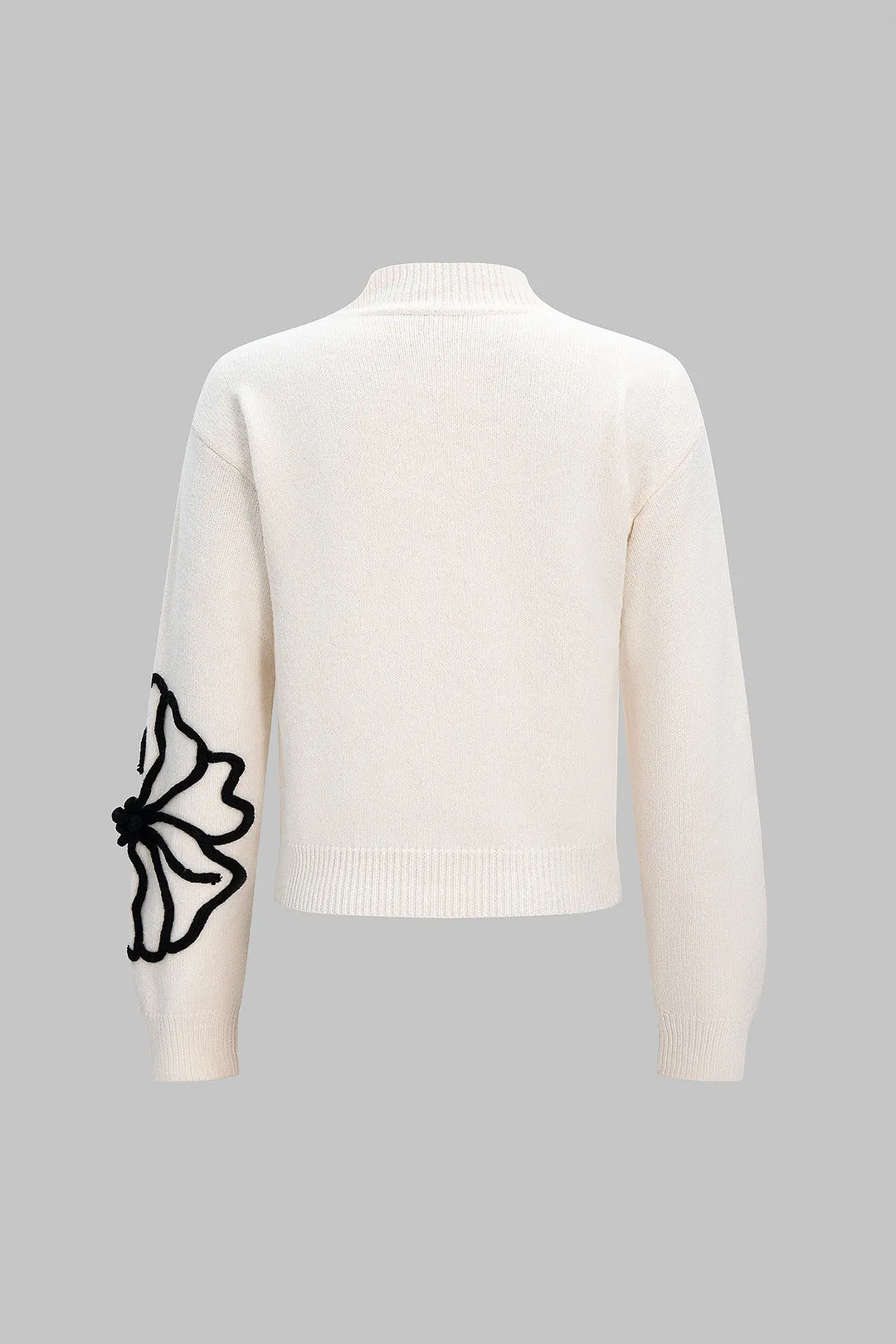 Knit 3D Flower Decor Long-Sleeve Top sold by Micas product image thumbnail 2