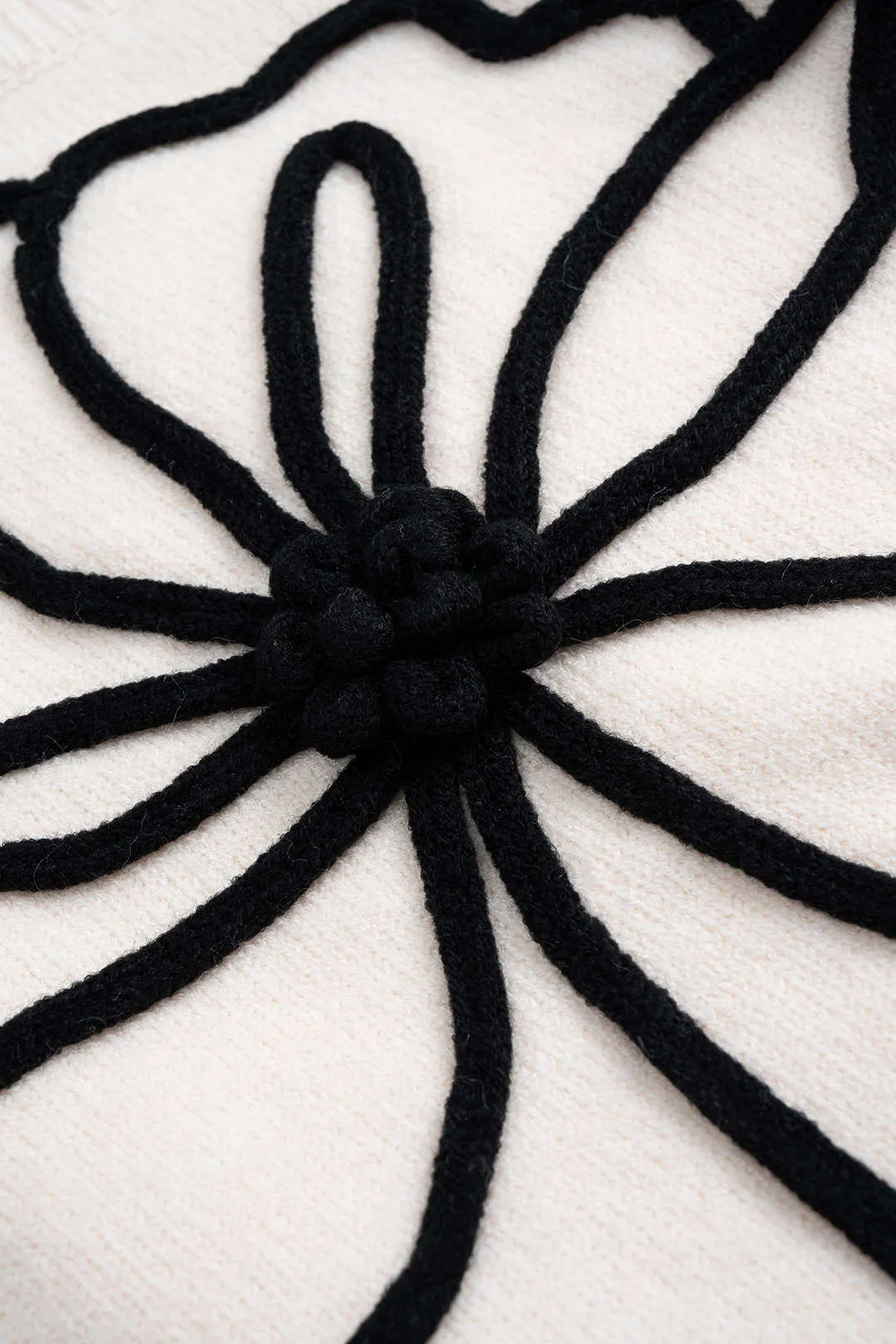 Knit 3D Flower Decor Long-Sleeve Top sold by Micas product image thumbnail 3