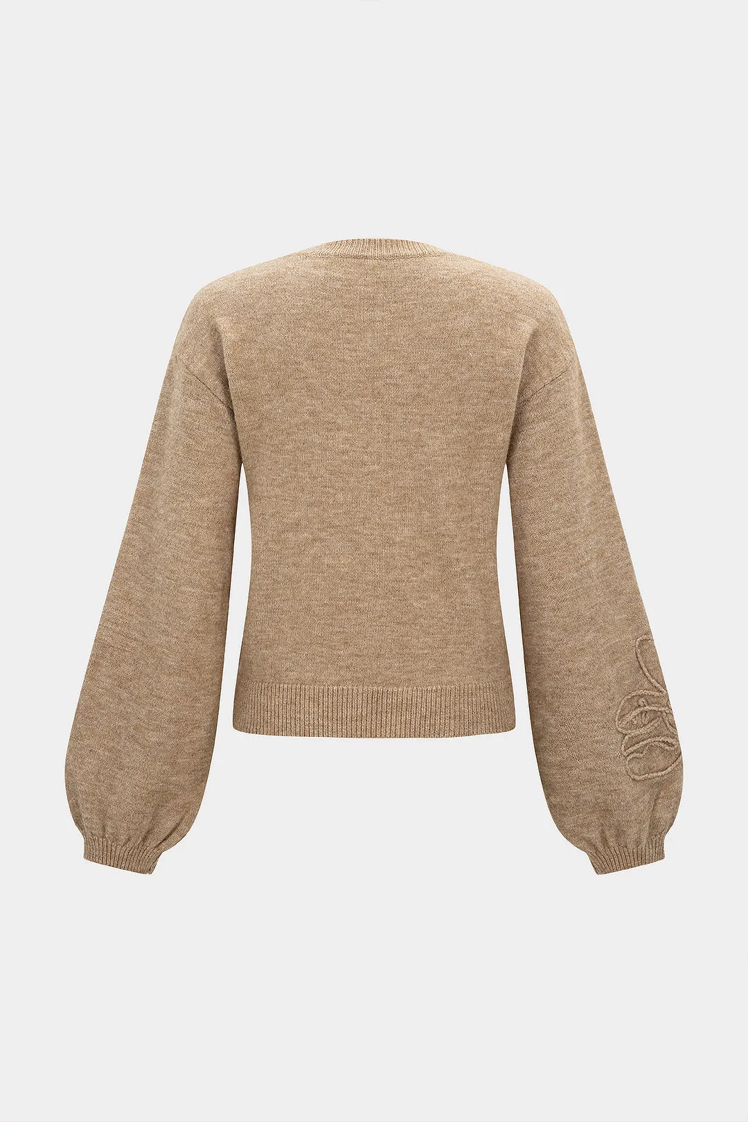 Knit Round Neck Floral Embroidery Long-Sleeve Top sold by Micas product image thumbnail 2