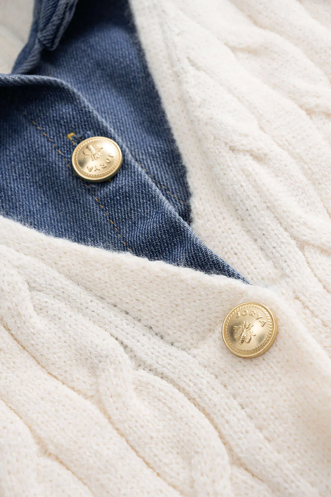 Knit Button Patchwork Long-Sleeve Top sold by Micas product image thumbnail 3