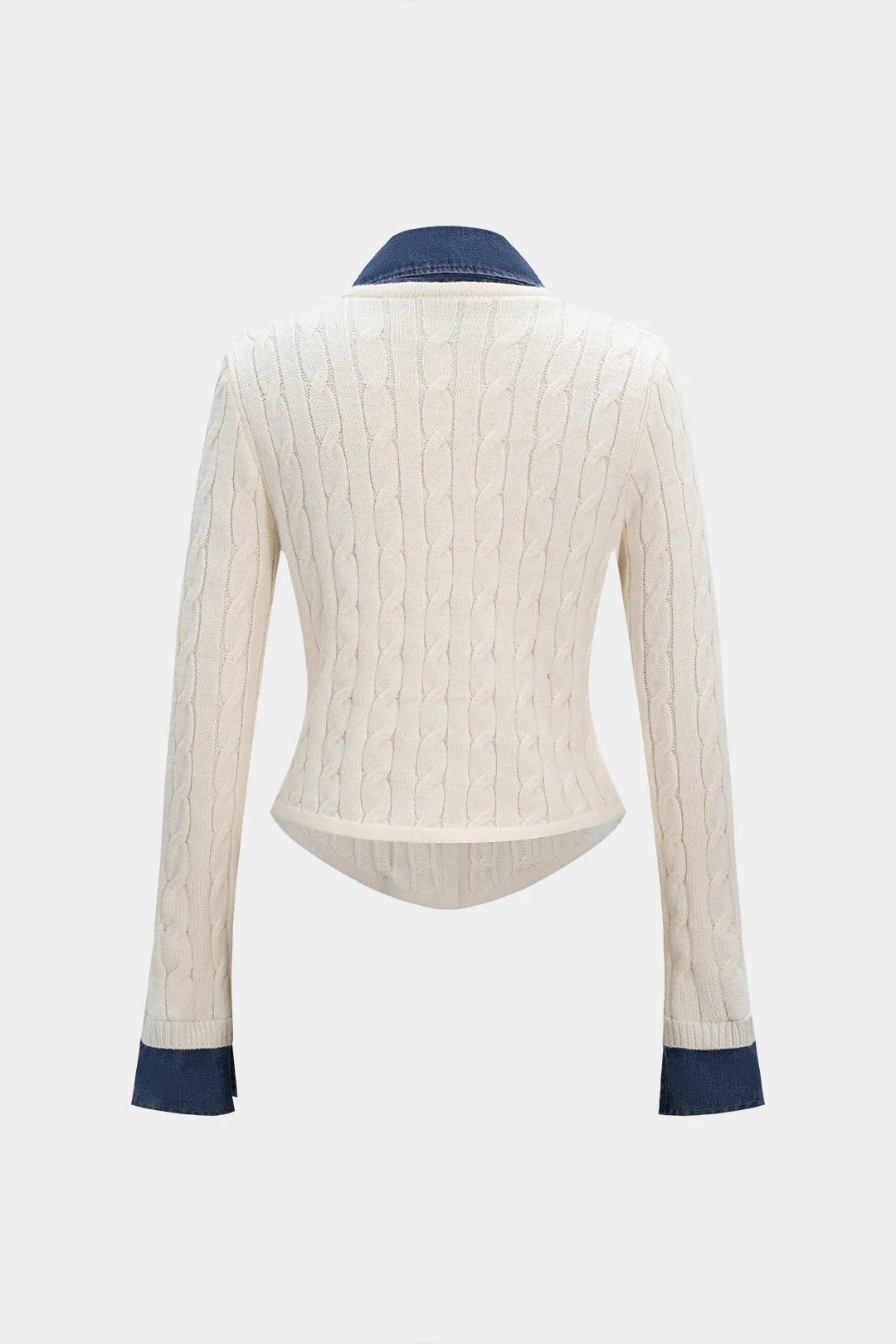 Knit Button Patchwork Long-Sleeve Top sold by Micas product image thumbnail 2