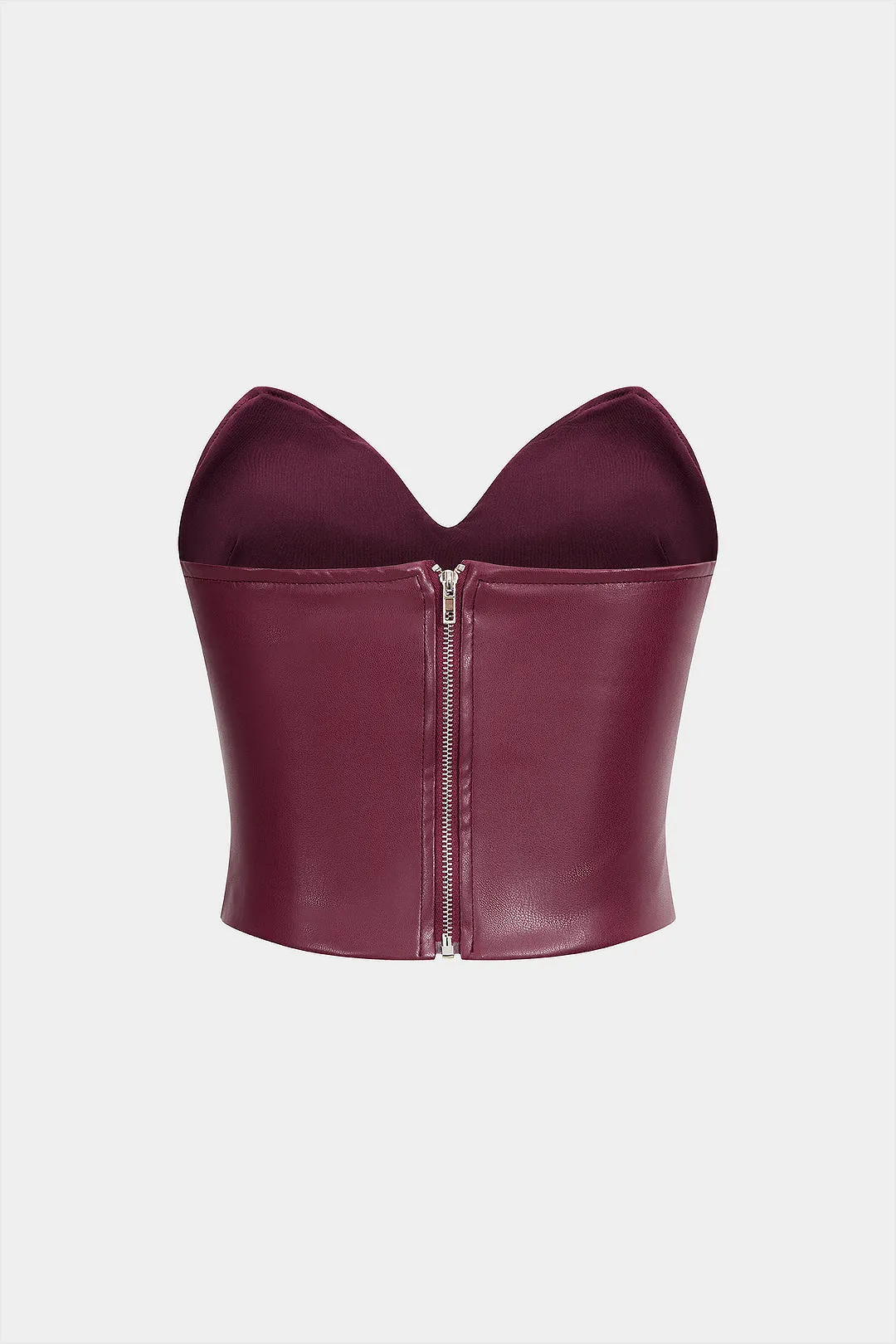 Faux Leather Ruched Zipper Tube Top sold by Micas product image thumbnail 2