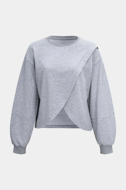 Solid Round Neck Crossed Sweatshirt sold by Micas