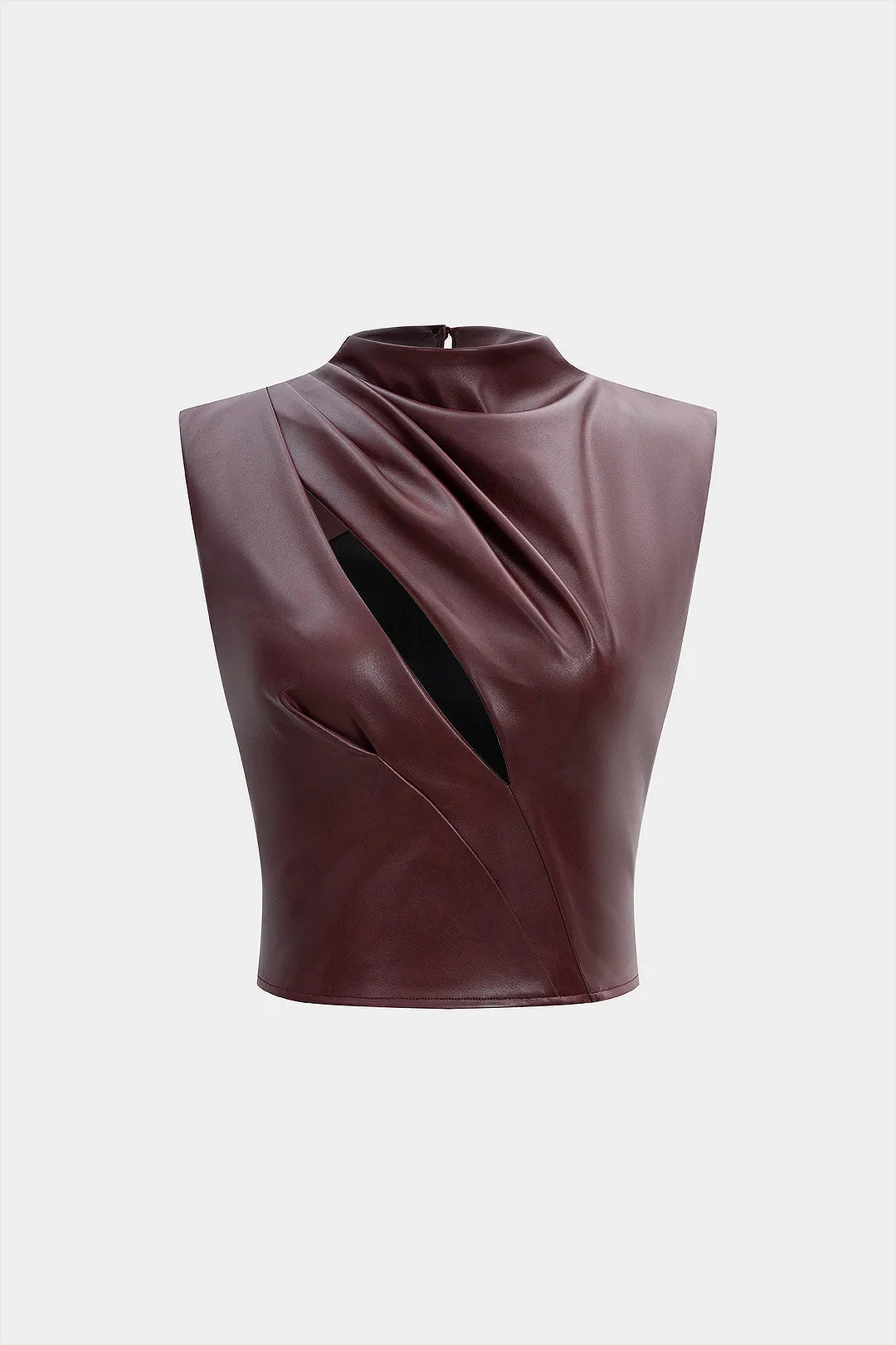 Faux Leather Ruched Cut Out Tank Top sold by Micas
