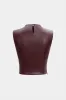 Faux Leather Ruched Cut Out Tank Top sold by Micas