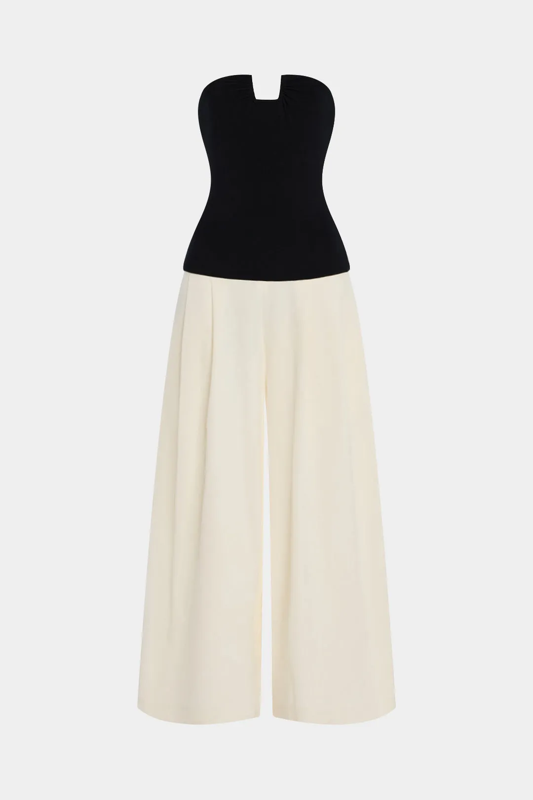 Contrast Ruched Strapless Sleeveless Jumpsuit sold by Micas