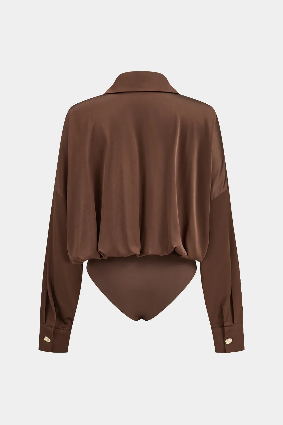 Satin Metallic Button Long Sleeve Bodysuit sold by Micas product image thumbnail 2