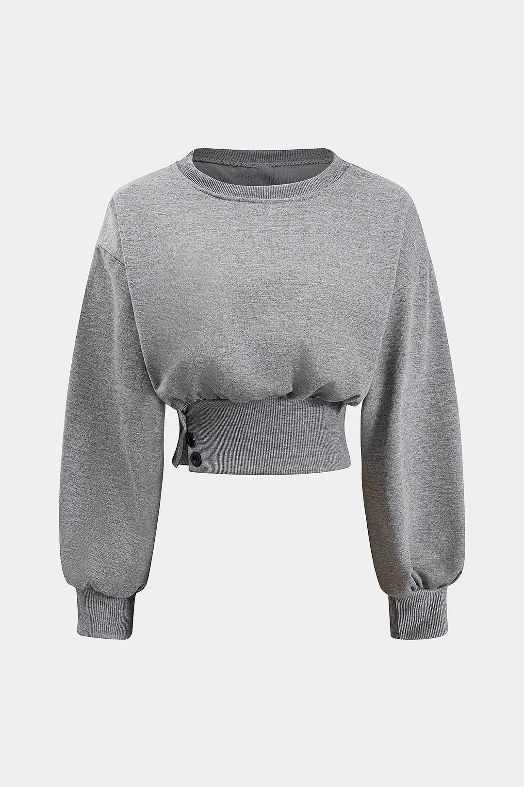 Button Round Neck Long Sleeve Sweatshirt sold by Micas