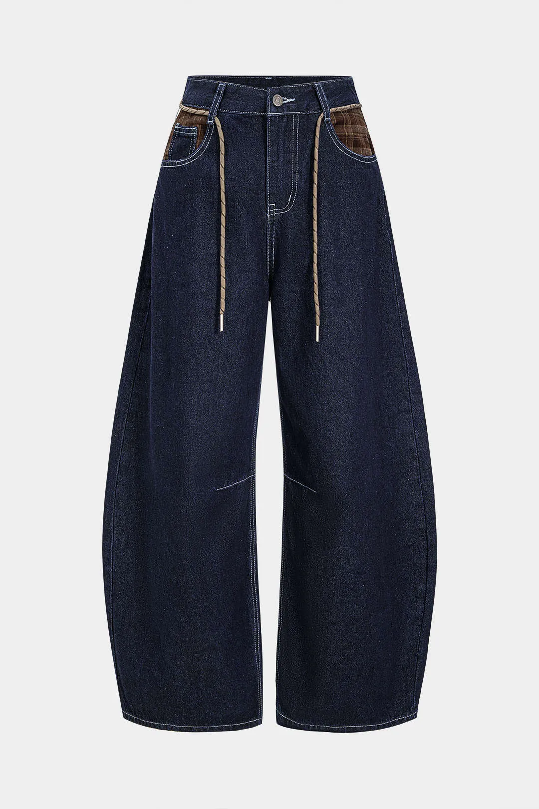 Denim Patchwork Tie-Up Wide Leg Jeans sold by Micas