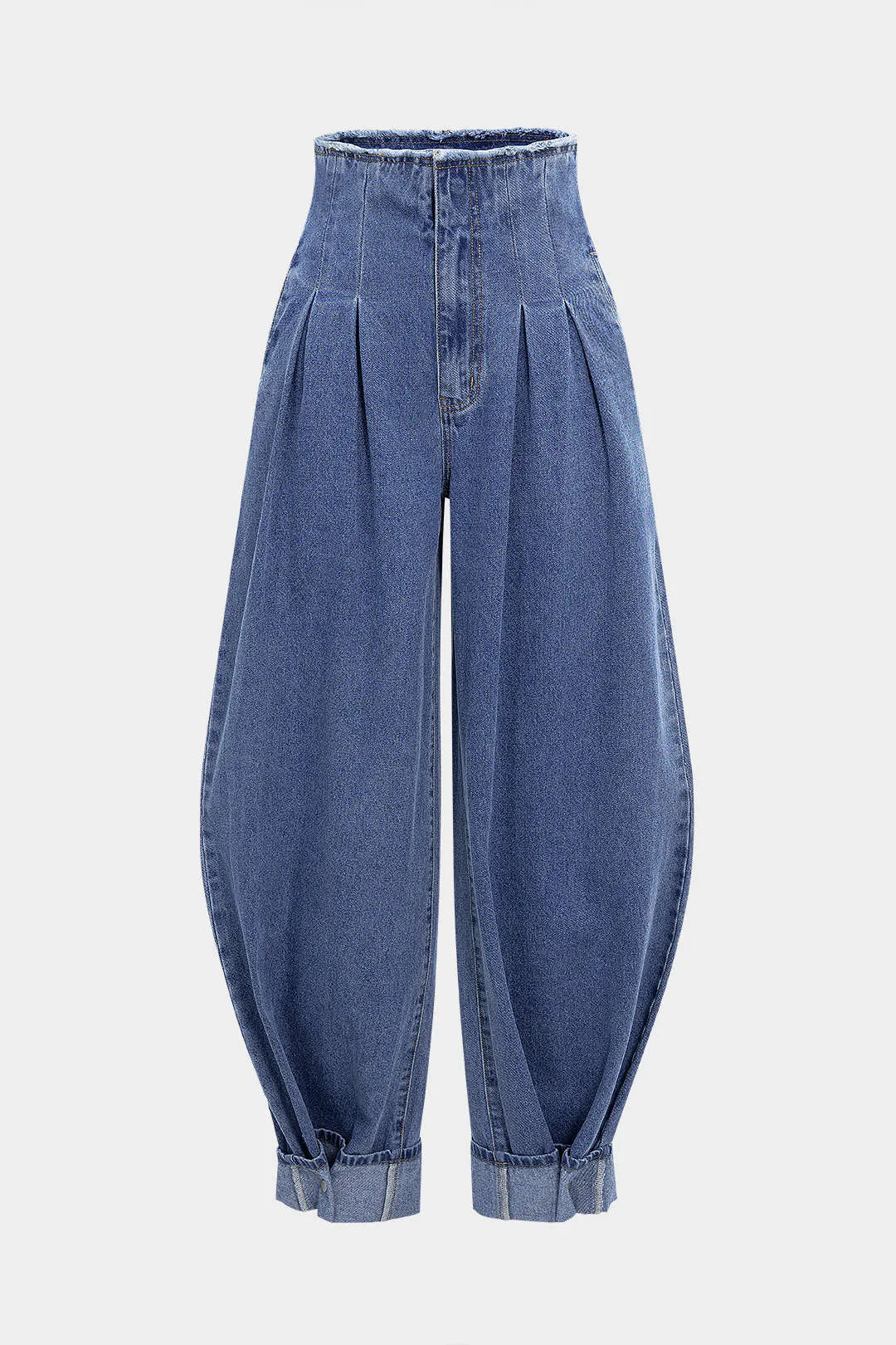 Denim Cuffed High Waist Jeans sold by Micas