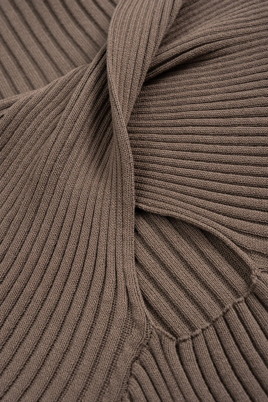 Knit Twist Knot Hollow Out High Slit Long Sleeve Dress sold by Micas product image thumbnail 4