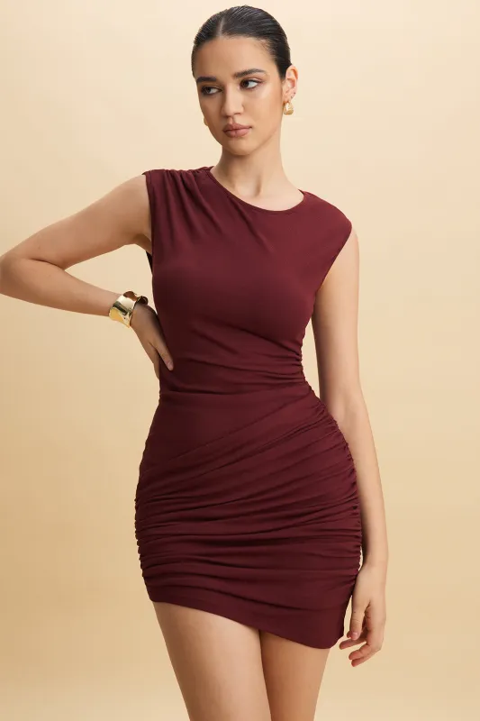 Ruched Asymmetrical Sleeveless Mini Dress sold by Micas