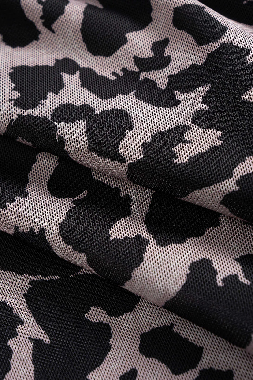 Leopard Print Mesh Backless Long Sleeve Midi Dress sold by Micas product image thumbnail 3