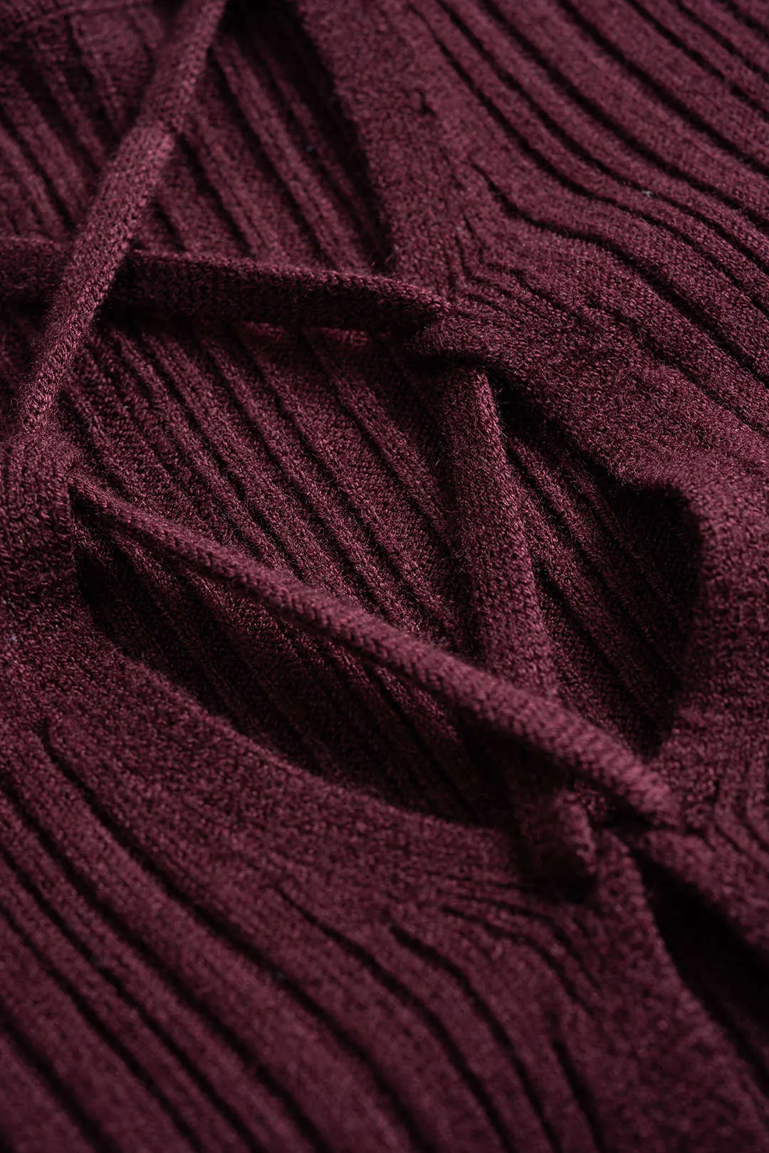 Knit Round Neck Tie-Back Scallop Edge Long Sleeve Dress sold by Micas product image thumbnail 3