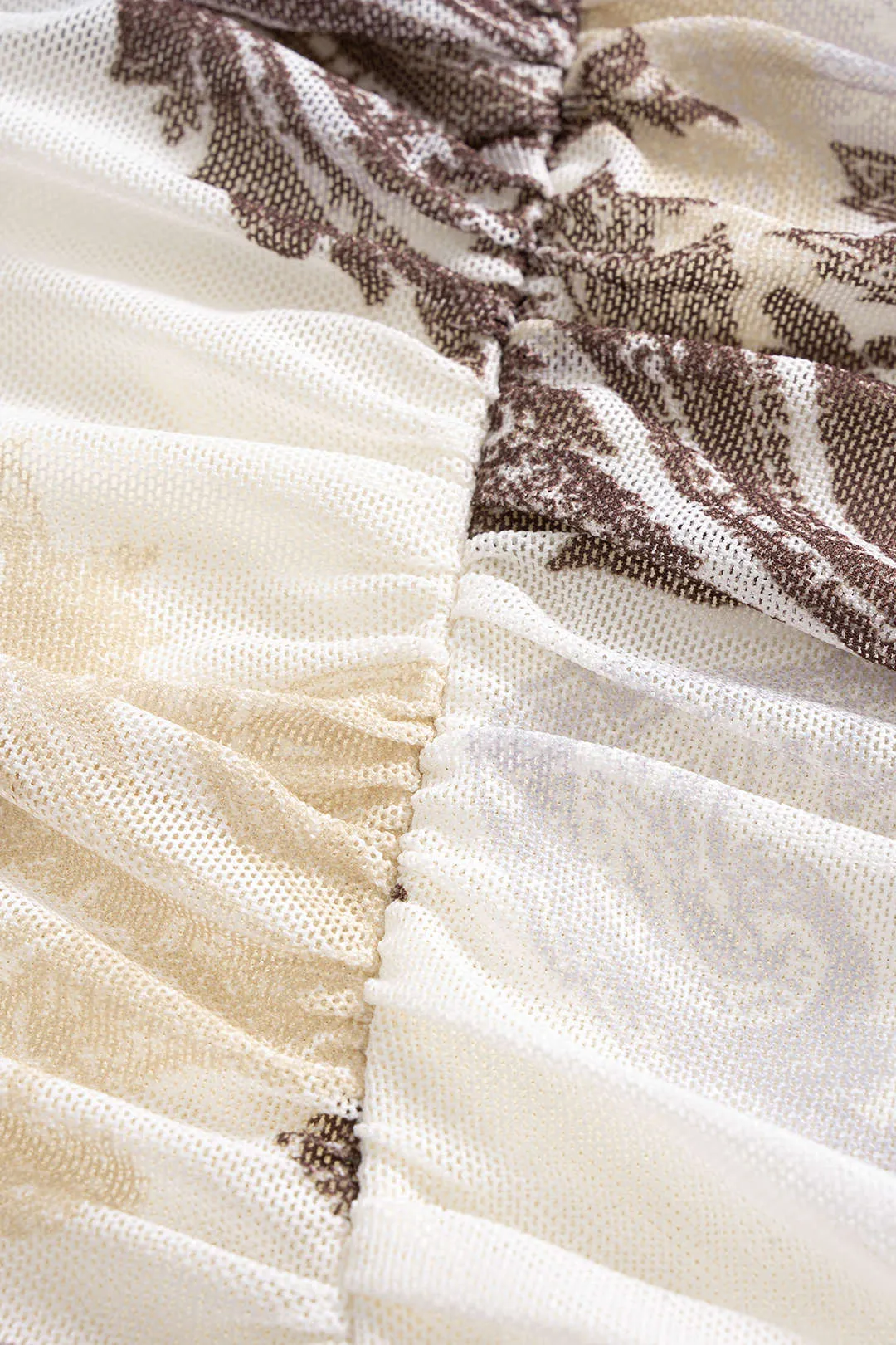 Paisley Print Mesh Ruched Strapless Sleeveless Maxi Dress sold by Micas product image thumbnail 4