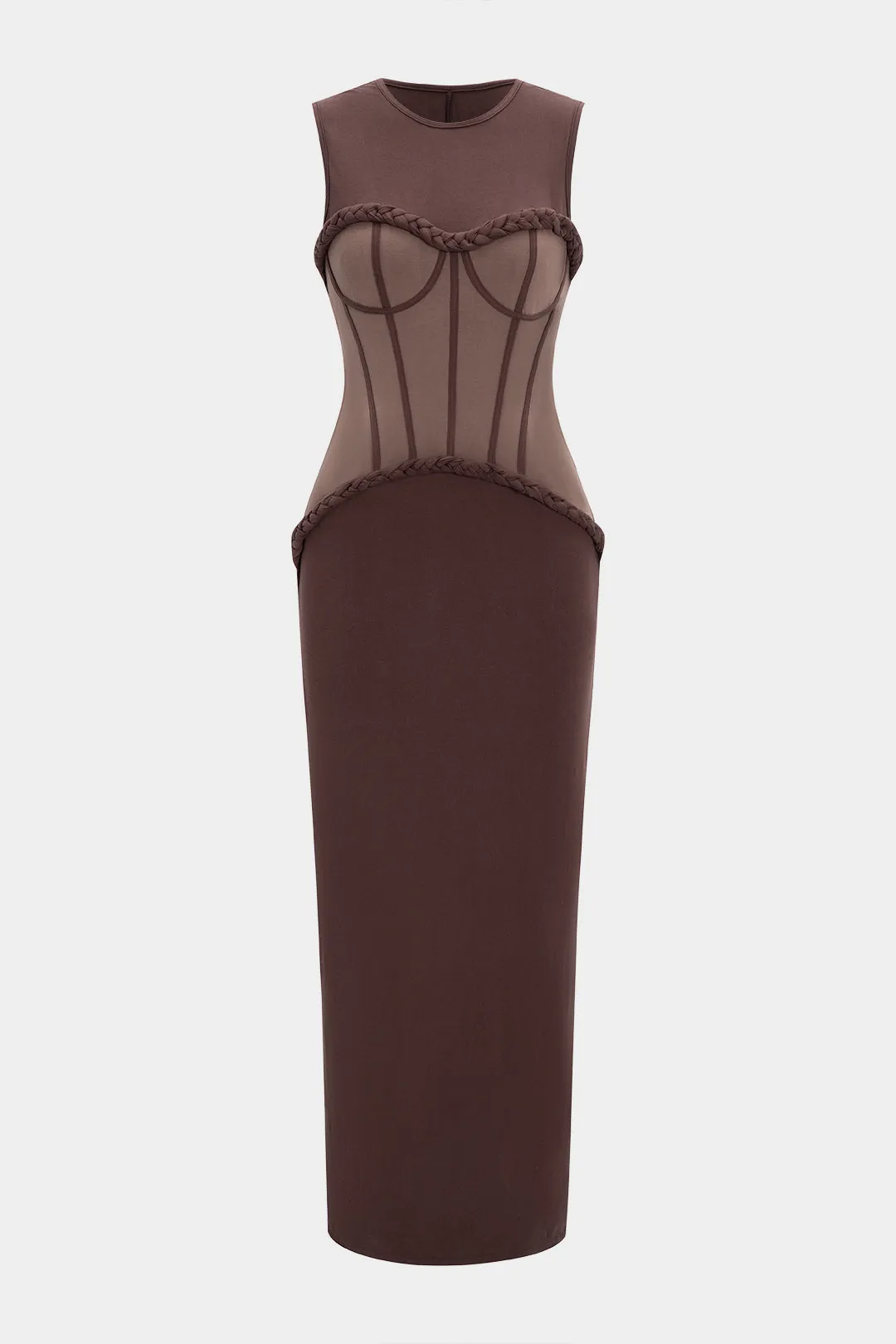 Braided Patchwork Round Neck Tank Sleeveless Maxi Dress sold by Micas