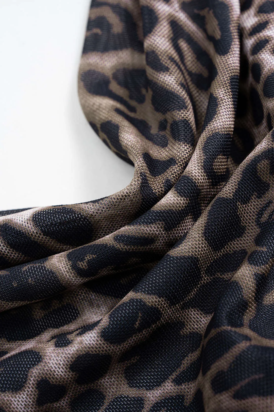 Leopard Print Mesh Backless Tie-Back Sleeveless Maxi Dress sold by Micas product image thumbnail 4