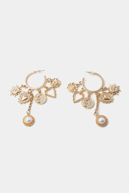 Alloy Pearl Circle Earrings sold by Micas