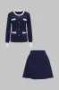 Contrast Button Long-Sleeve Top And High Waist Skirt Set sold by Micas