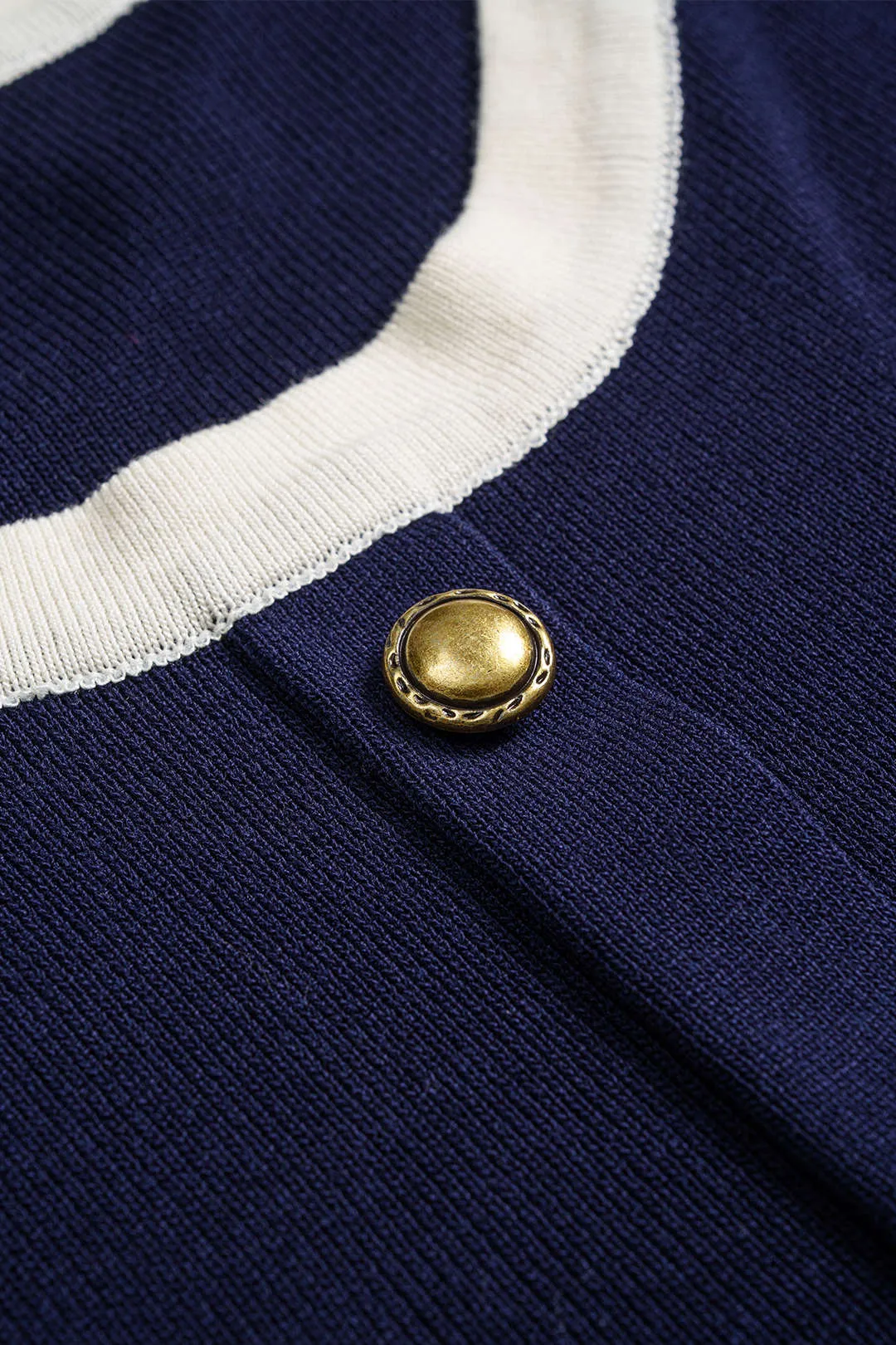 Contrast Button Long-Sleeve Top And High Waist Skirt Set sold by Micas product image thumbnail 3