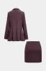 Lapel Button Pocket Cardigan And Mini Skirt Set sold by Micas
