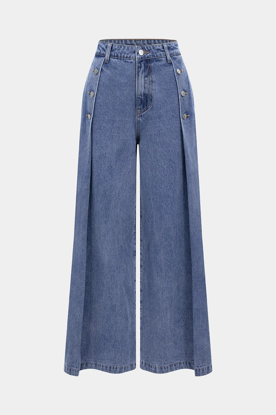 Denim Button Straight Leg Jeans sold by Micas